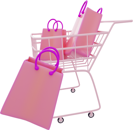 Shopping Bag on Cart Illustration